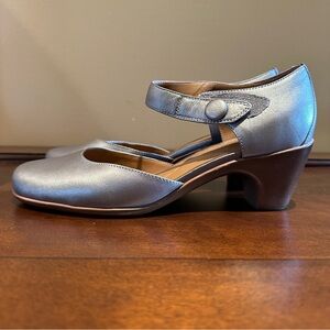 Easy Spirit Women's Clarice Mary Jane Block Heel Dress Pumps Pewter Grey, 10 W